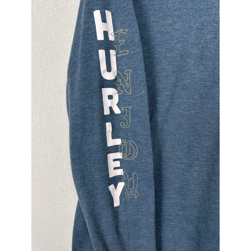 Hurley Long Sleeve T-Shirt Blue Logo Graphic Sz M Fishing Water Sports Casual - Picture 2 of 11